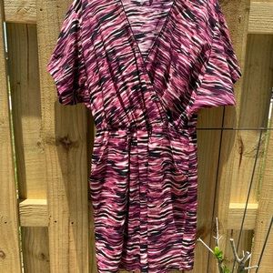 LIKE NEW ECLAIR PINK/PURPLE CINCHED WAIST DRESS